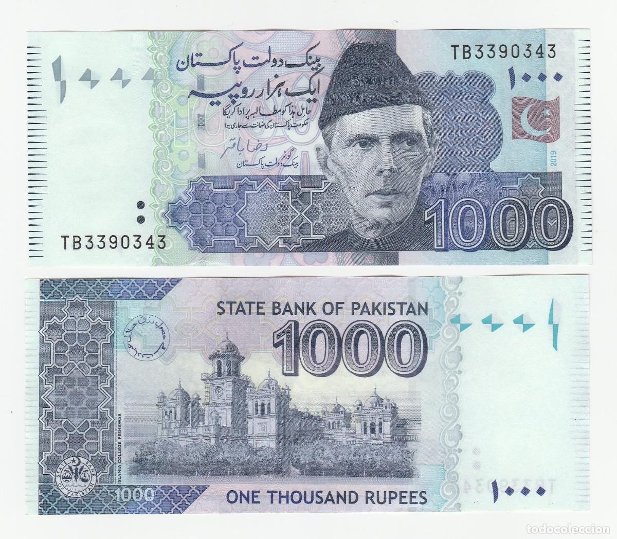 Banconote internazionali: PAKISTAN 1000 RUPIAS 2019 n/s TB3390343 SIN CIRCULAR (el de la foto)