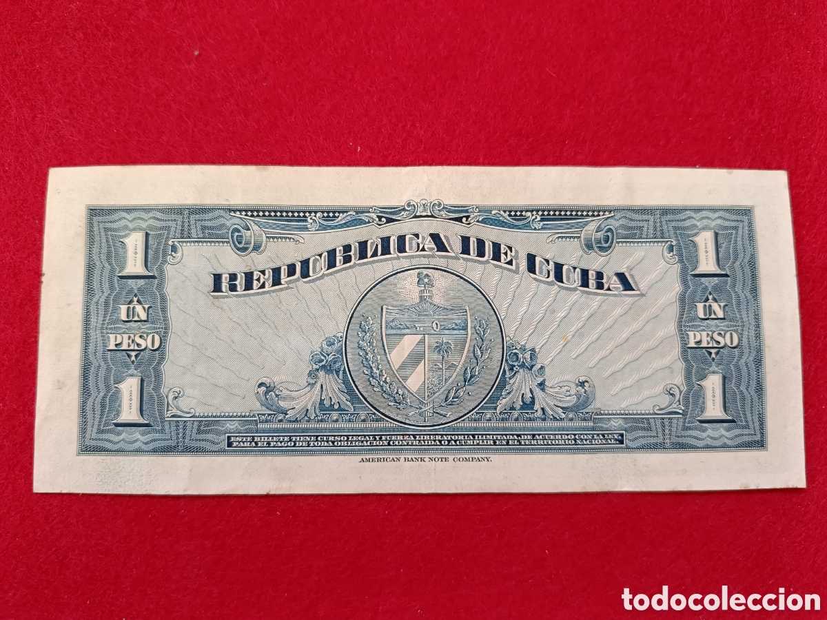Billetes extranjeros: 1 peso 1960 Cuba Circulado - Foto 2