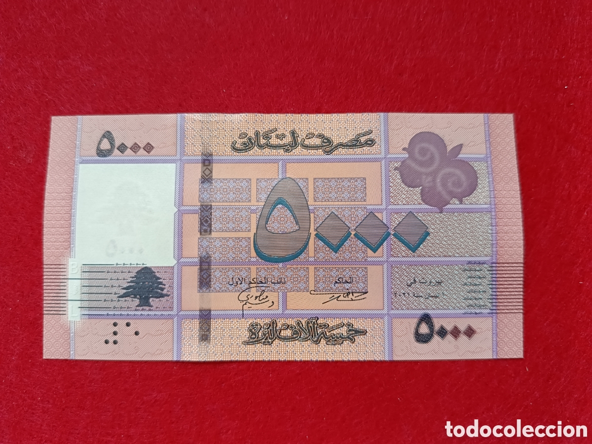 Billetes extranjeros: Billete 5000 libras L&iacute;bano 2021 SC - Foto 2