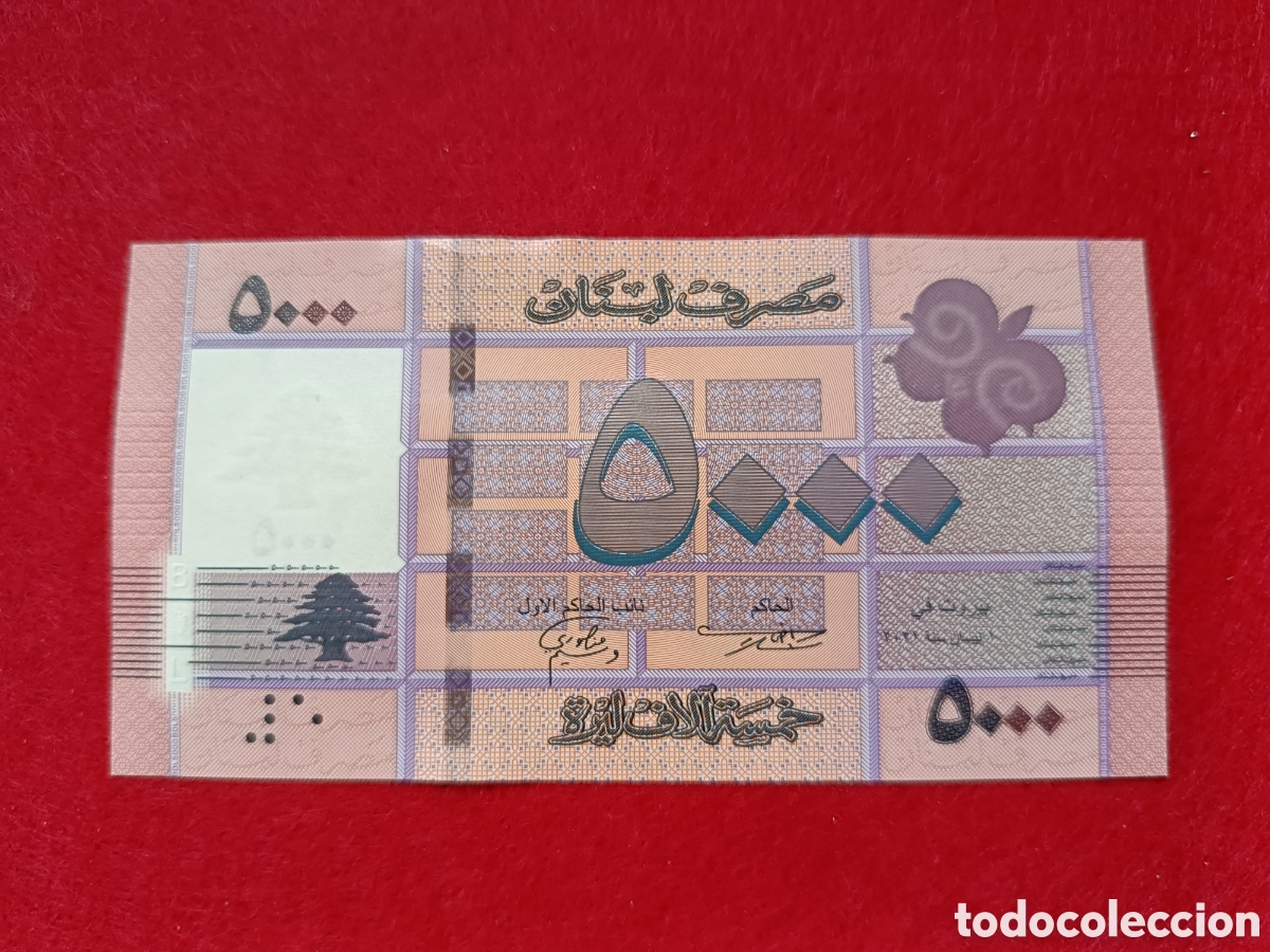 Billetes extranjeros: Billete 5000 libras L&iacute;bano 2021 SC - Foto 1