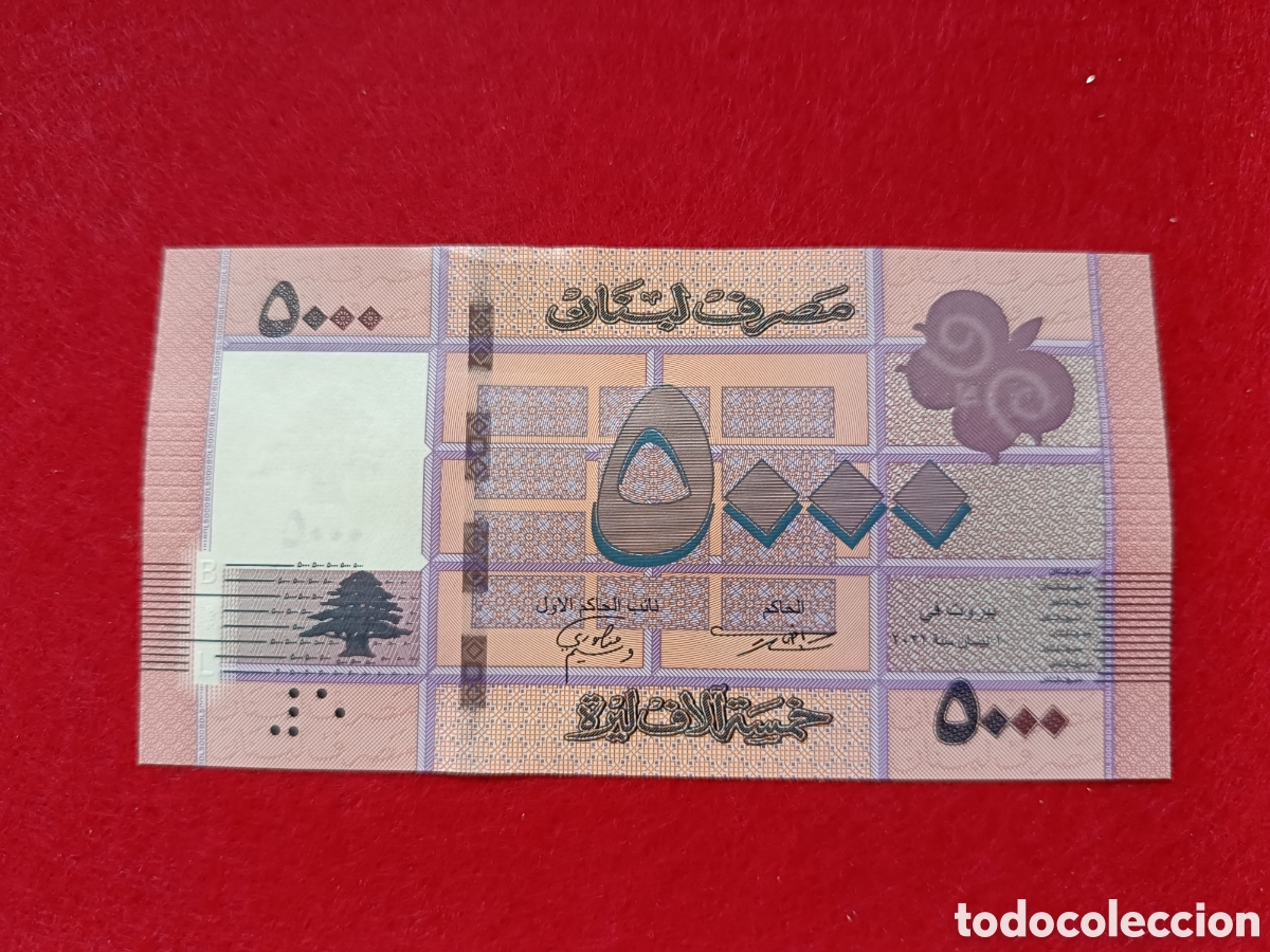 Billetes extranjeros: Billete 5000 libras L&iacute;bano 2021 SC - Foto 2