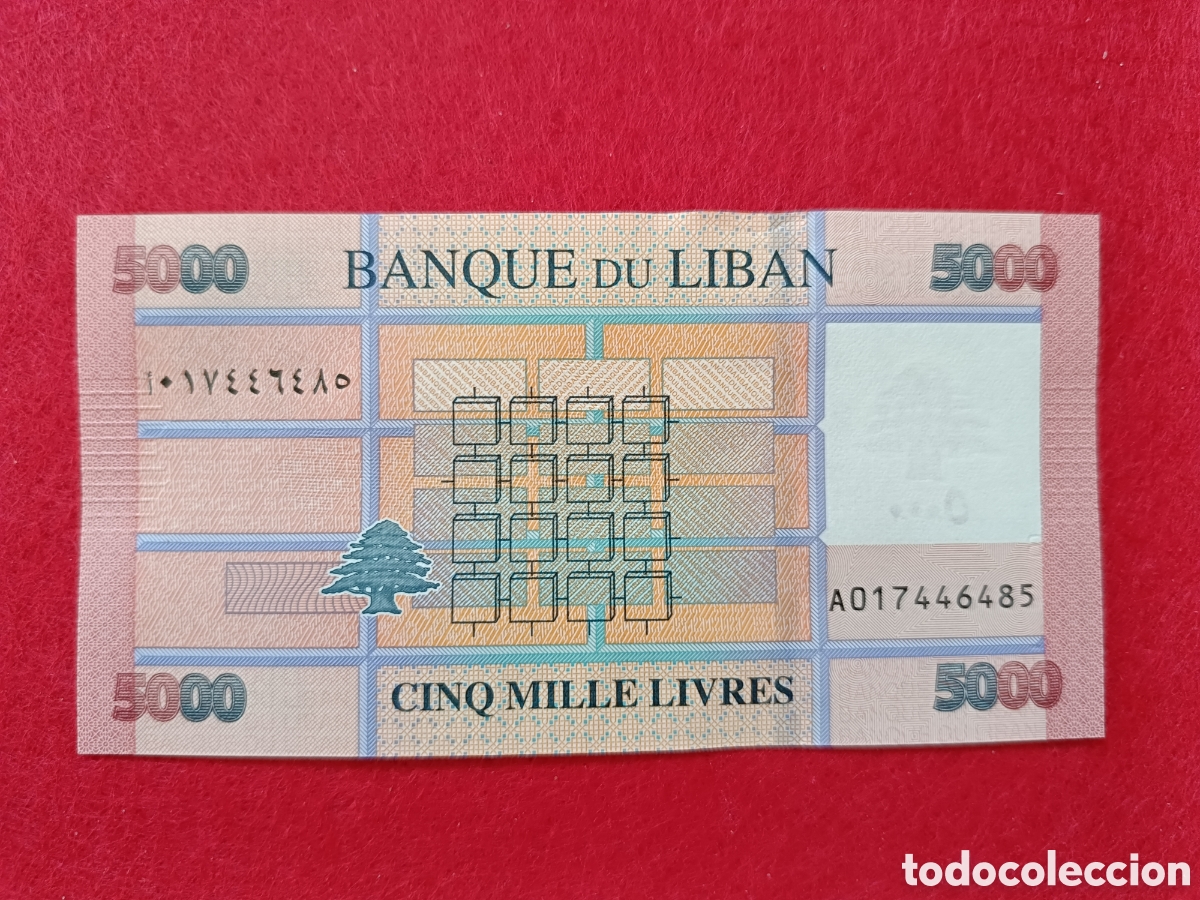 Billetes extranjeros: Billete 5000 libras L&iacute;bano 2021 SC - Foto 1
