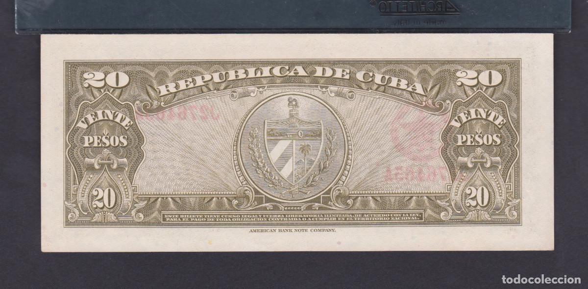 Billetes extranjeros: CUBA 20 PESOS 1958 UNC/SC - Foto 2