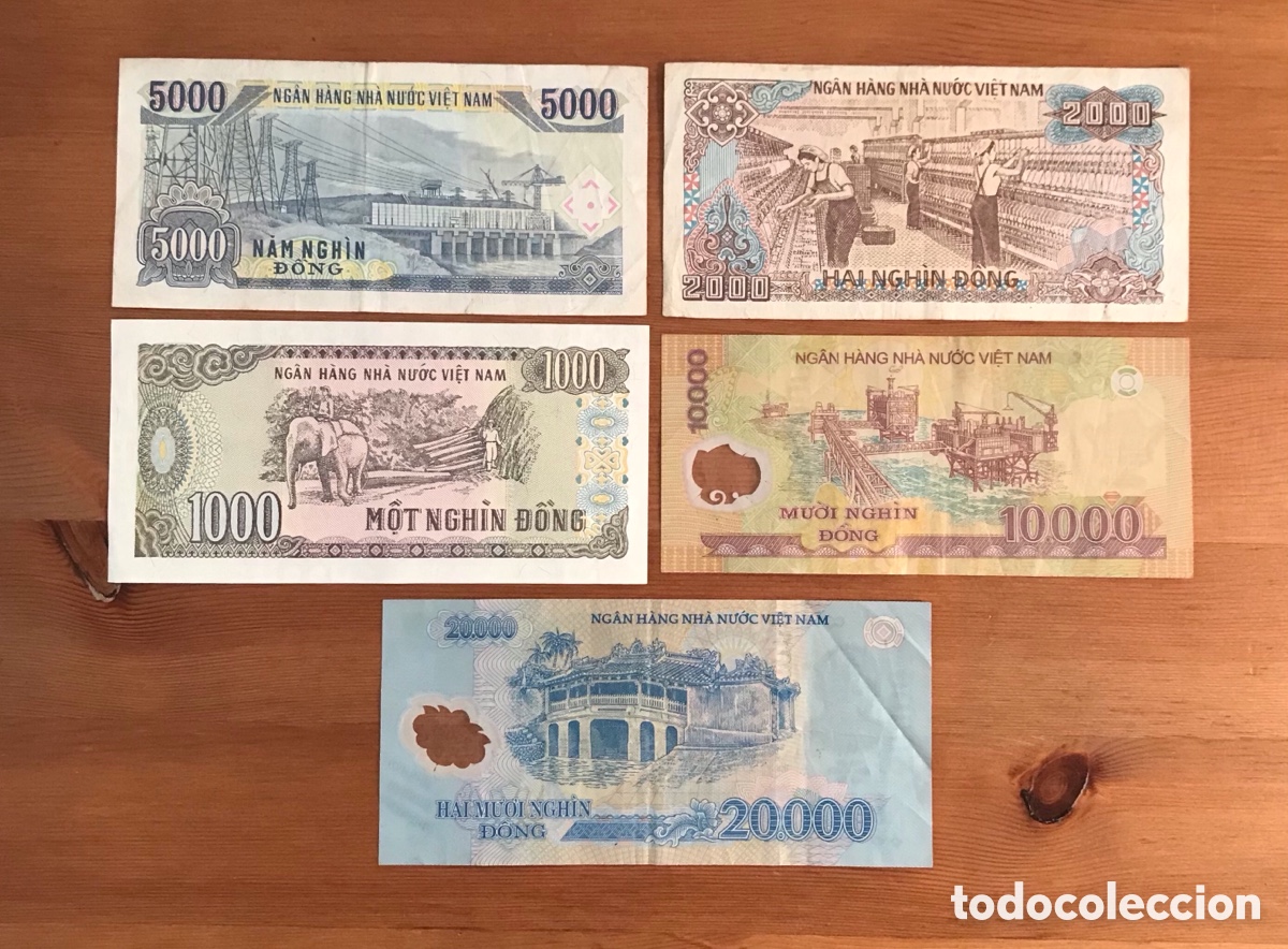 Billetes extranjeros: Billetes Vietnam. Lote de 5. - Foto 2