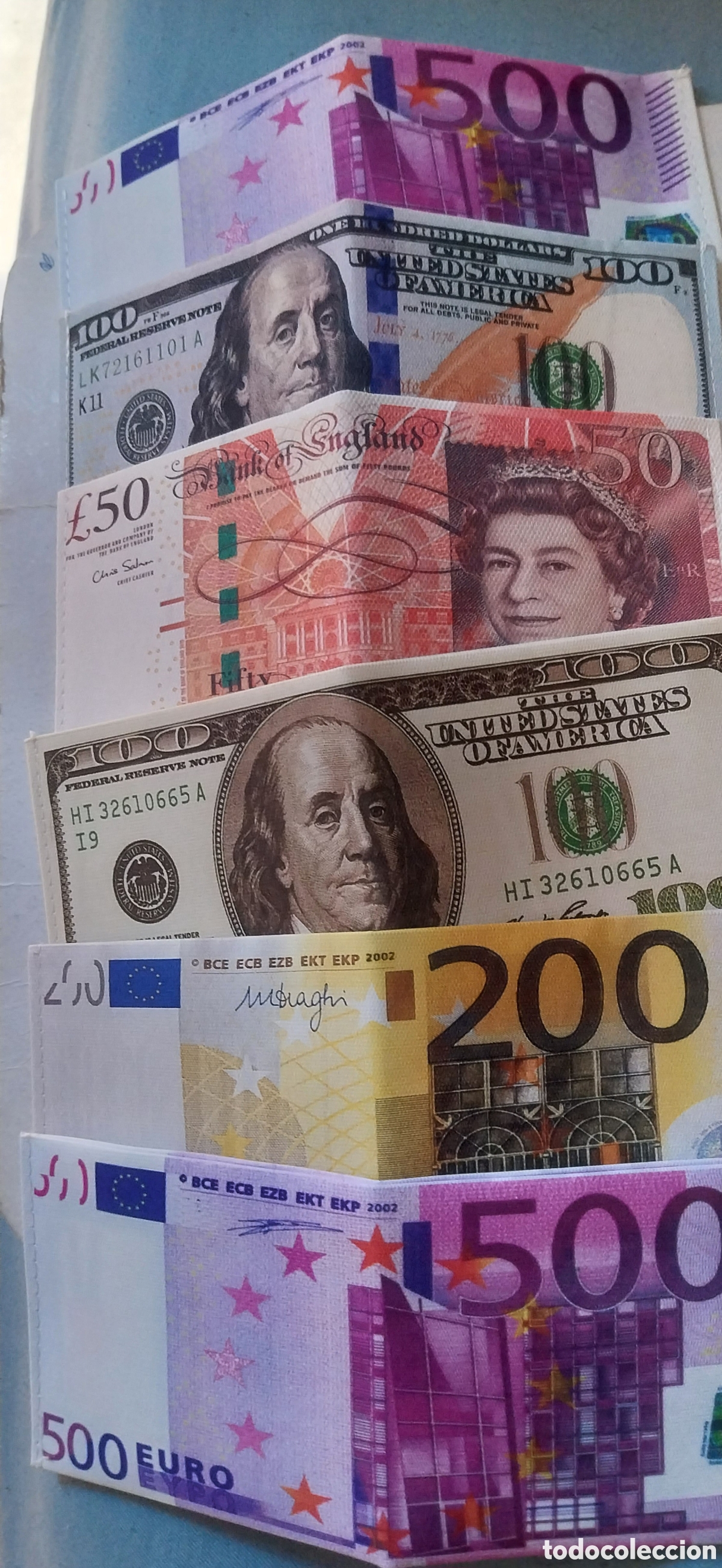 Billetes extranjeros: 1 Billetera con 10 billetes de suerte - Foto 1