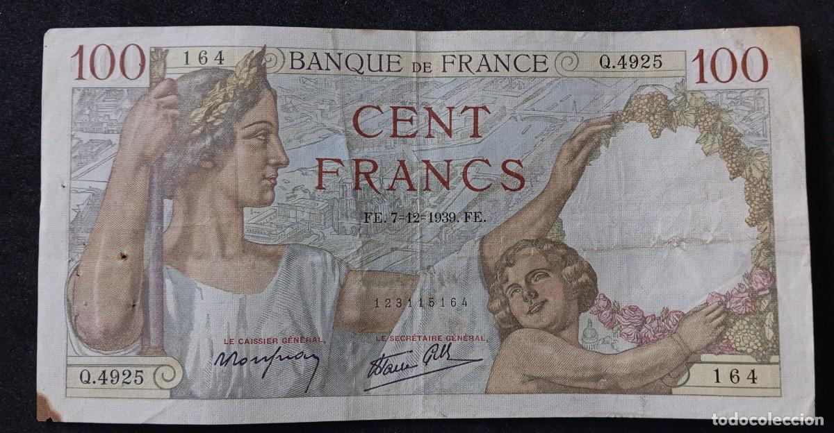 Billetes extranjeros: Francia 100 francos 1939 pick 94A (MBC-) - Foto 1