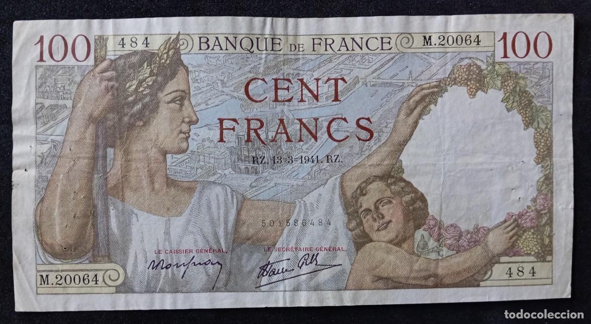Billetes extranjeros: Francia 100 francos 1941 pick 94 (MBC) - Foto 1