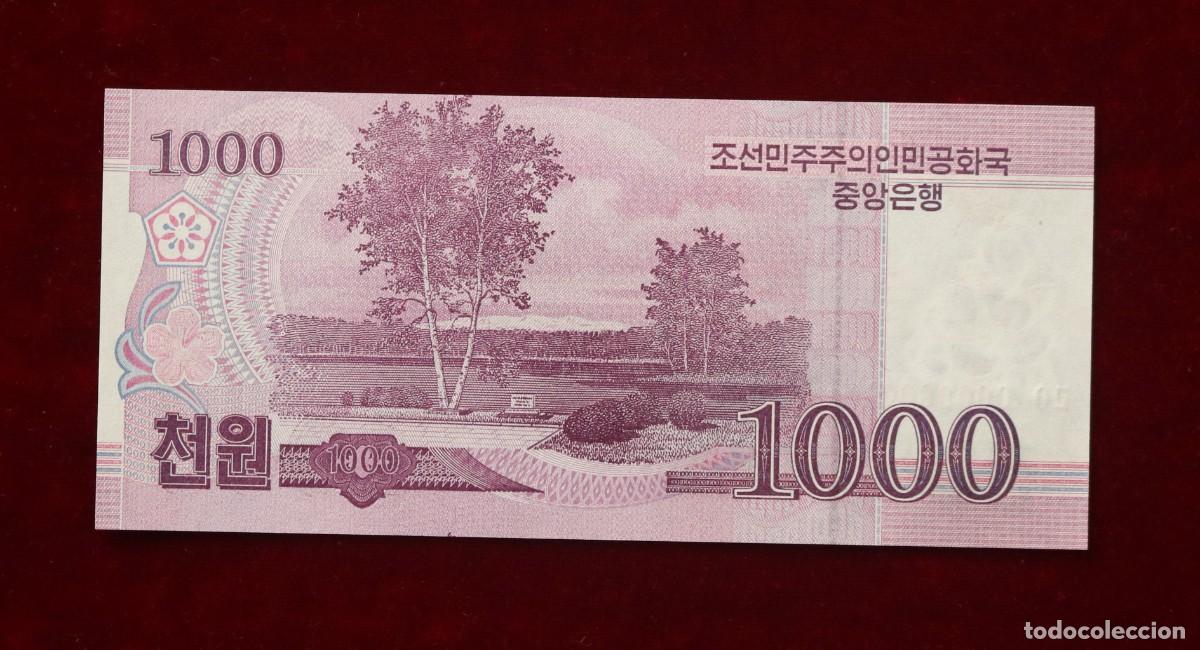 Billetes extranjeros: 1000 WON 2008 (2009) COREA DEL NORTE P#64S. SC / UNC. SPECIMEN - Foto 2