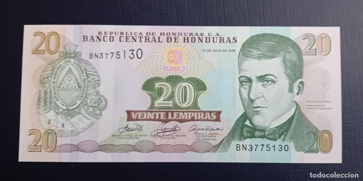 Billetes extranjeros: 20 LEMPIRAS 2006 HONDURAS. P#93. SC / UNC. - Foto 1