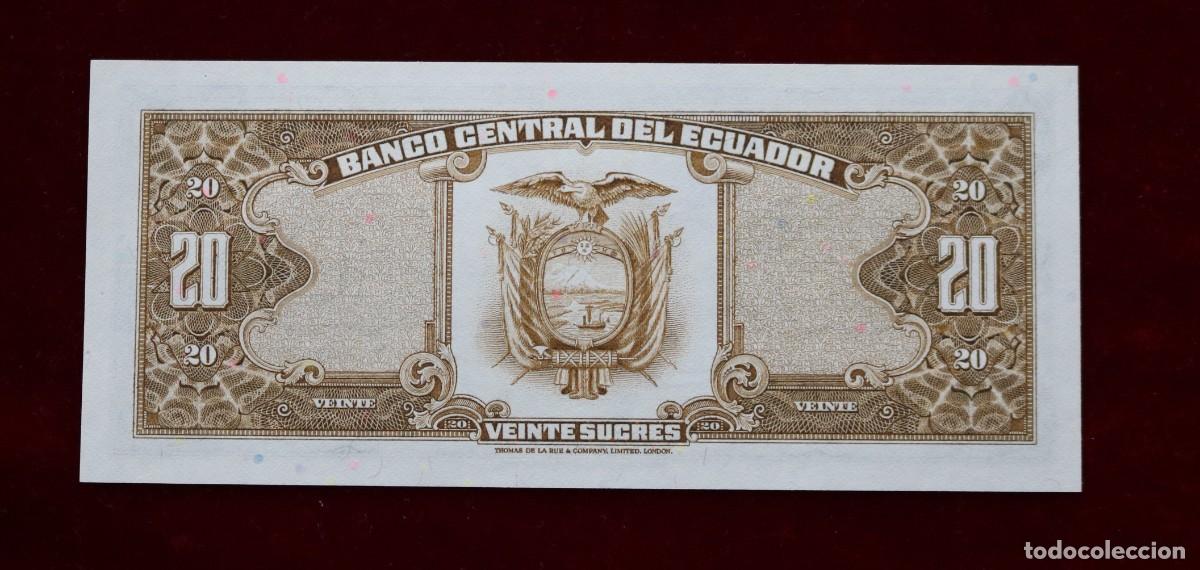 Billetes extranjeros: 20 SUCRES 1983 ECUADOR. P#115B. SC / UNC. - Foto 2