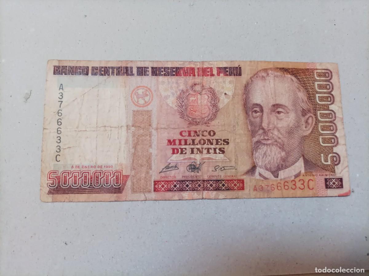 Billetes extranjeros: Billete Per&uacute;, 5000000 intis, a&ntilde;o 1990 - Foto 1