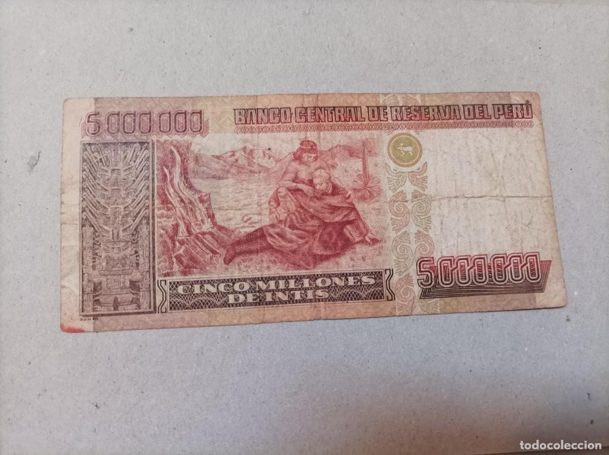 Billetes extranjeros: Billete Per&uacute;, 5000000 intis, a&ntilde;o 1990 - Foto 2
