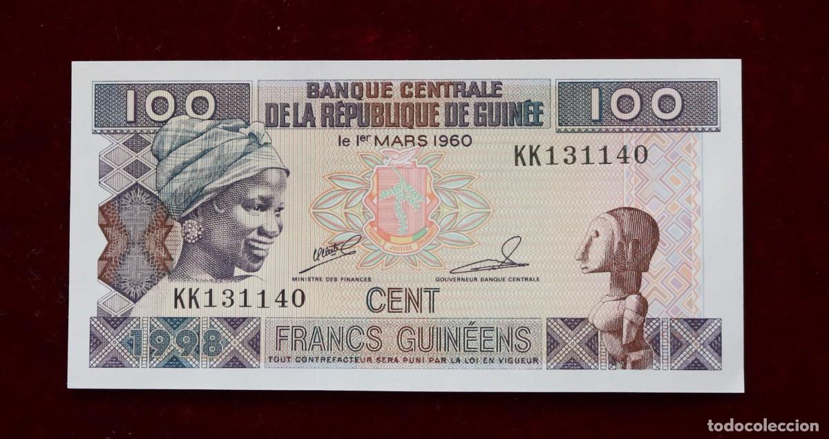 Billetes extranjeros: 100 FRANCOS 1998 GUINEA. P#35A. SC / UNC. - Foto 1