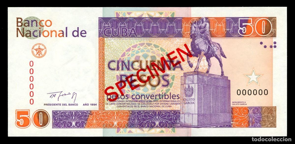 Billetes extranjeros: CUBA 50 PESOS 1994 SPECIMEN SC-UNC - Foto 1