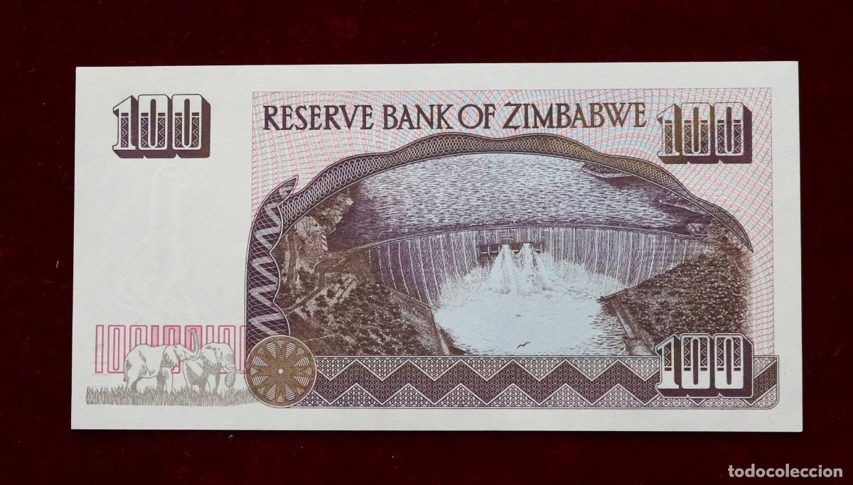 Billetes extranjeros: 100 DOLARES 1995 ZIMBABWE. P#9A. SC / UNC. - Foto 2