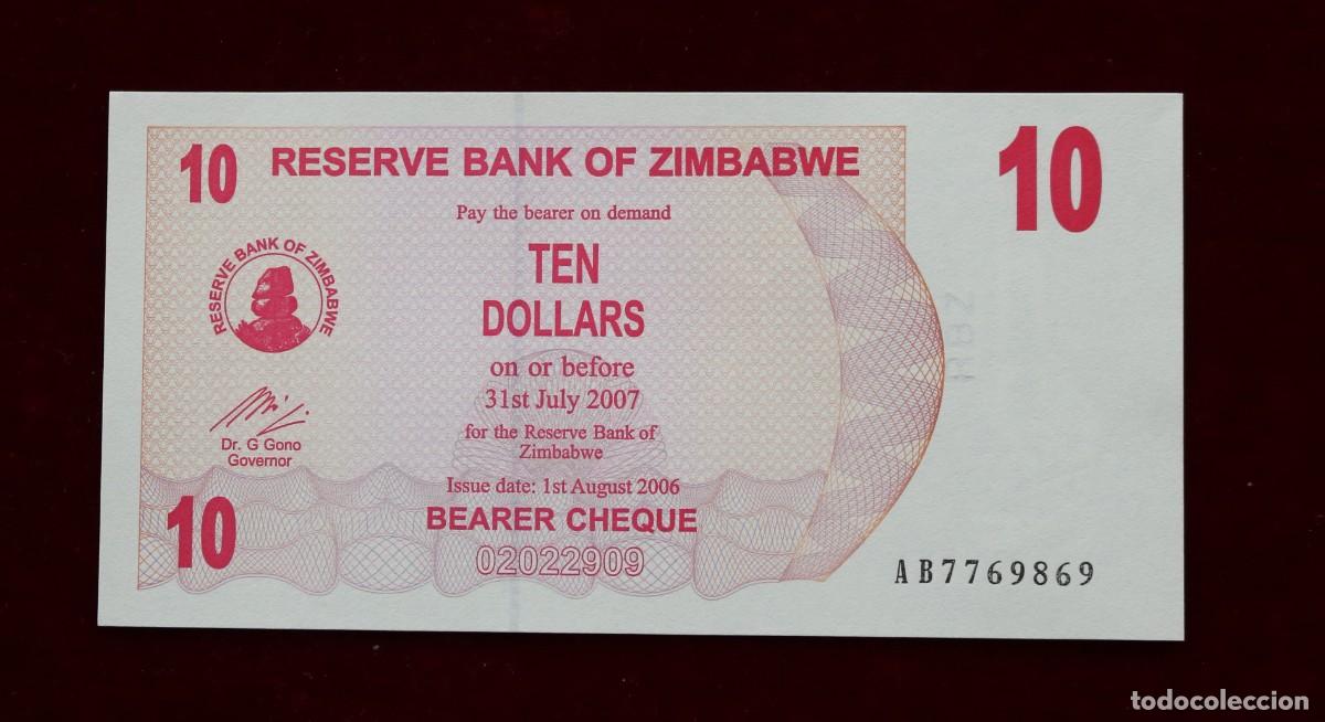Billetes extranjeros: 10 DOLARES 2006 ZIMBABWE. P#39. SC / UNC. - Foto 1