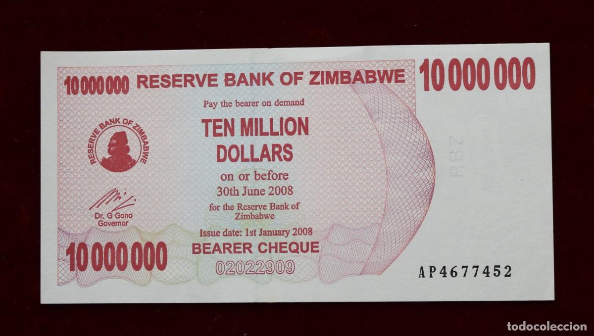 Billetes extranjeros: 10000000 DOLARES 2008 ZIMBABWE. P#55A. SC / UNC. - Foto 1