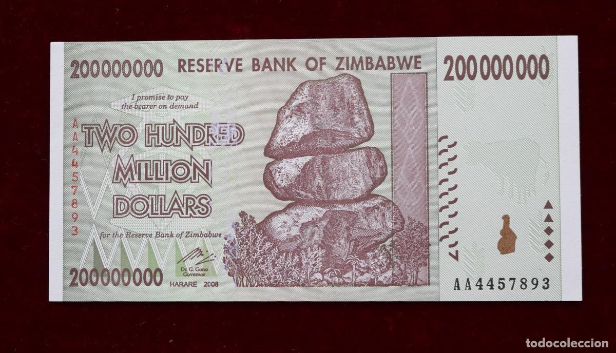 Billetes extranjeros: 200000000 DOLARES 2008 ZIMBABWE. P#81. SC / UNC. - Foto 1