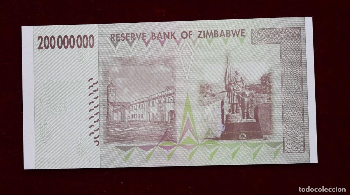 Billetes extranjeros: 200000000 DOLARES 2008 ZIMBABWE. P#81. SC / UNC. - Foto 2
