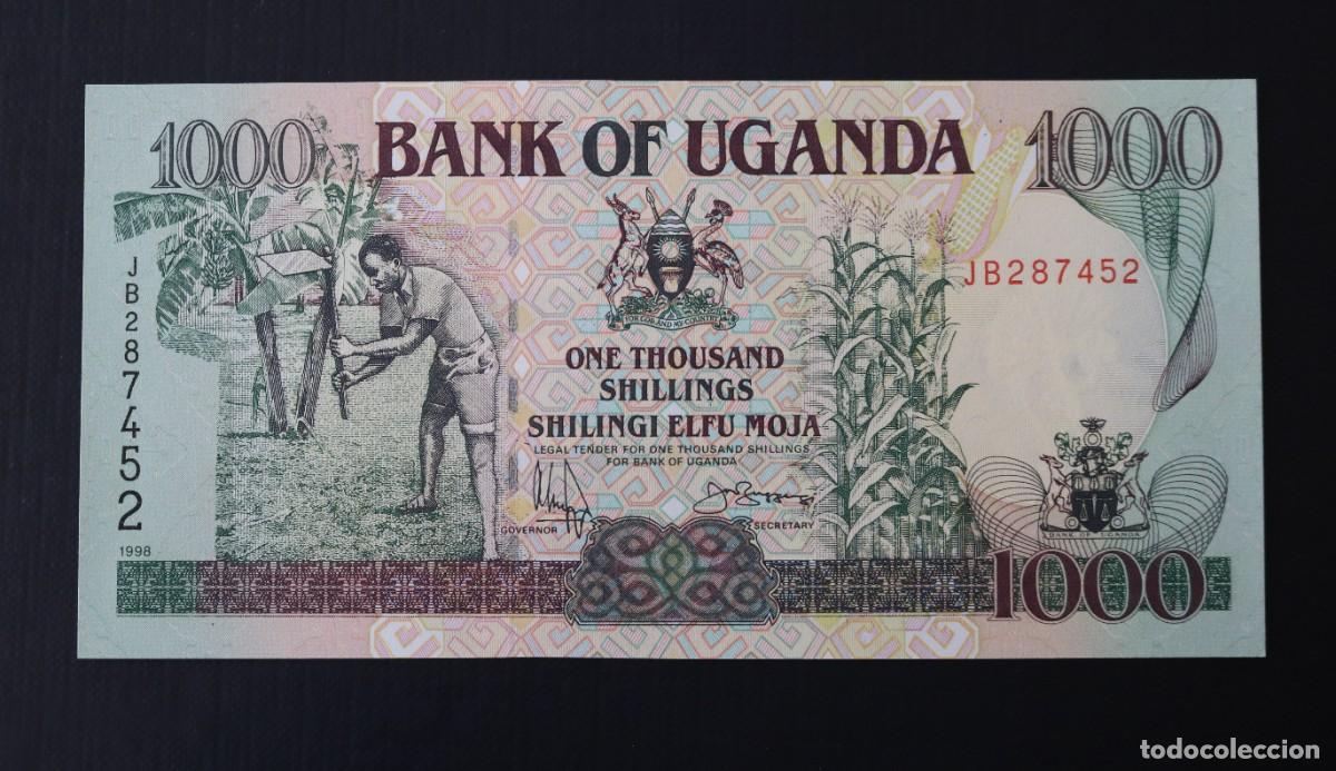 Billetes extranjeros: 1000 CHELINES 1998 UGANDA. P#36D. SC / UNC. - Foto 1