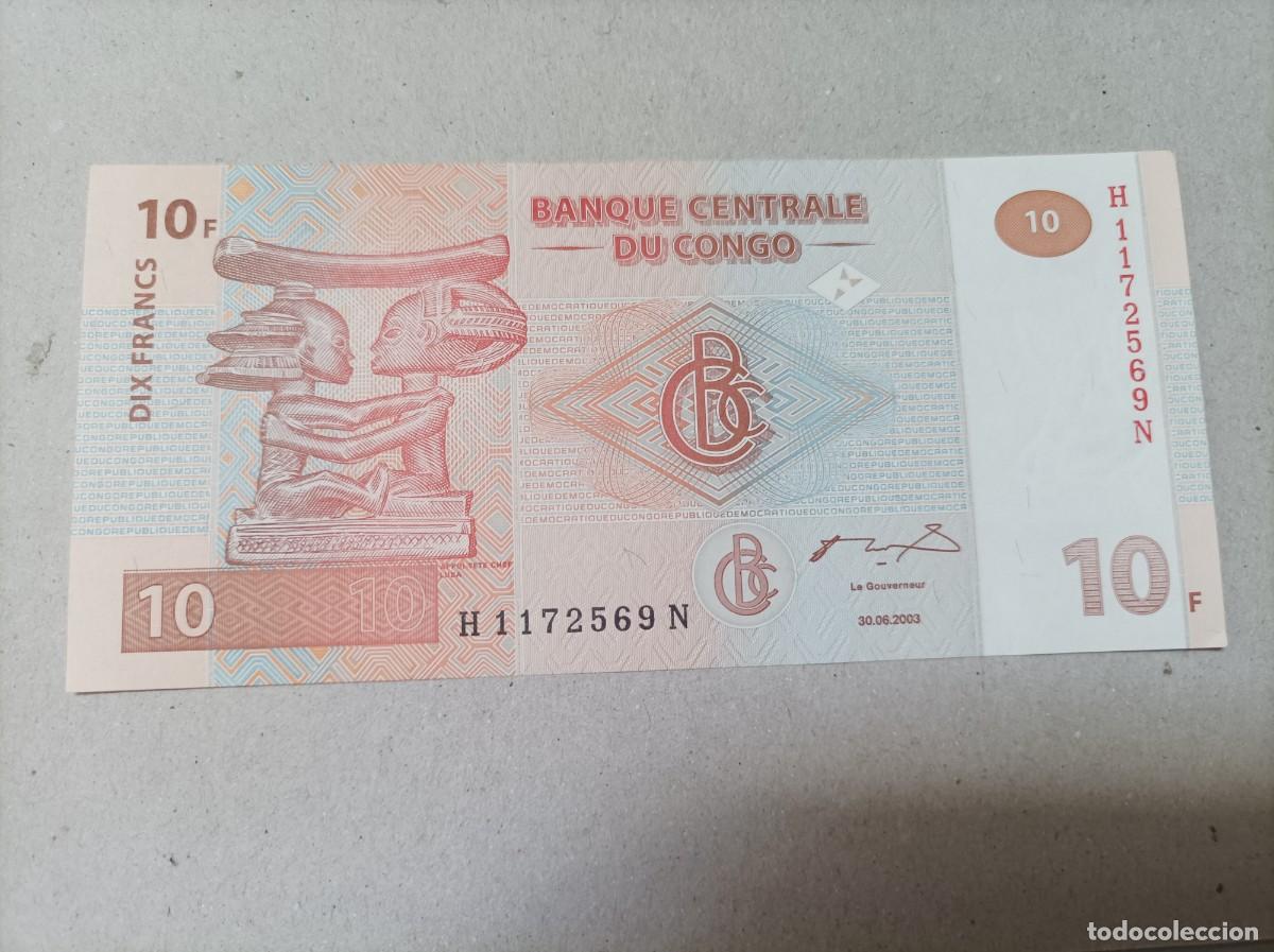 Billetes extranjeros: Billete Congo, 10 francos, a&ntilde;o 2003, UNC - Foto 1