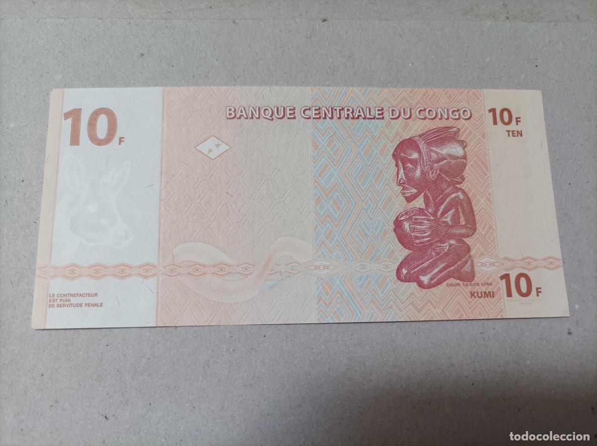 Billetes extranjeros: Billete Congo, 10 francos, a&ntilde;o 2003, UNC - Foto 2