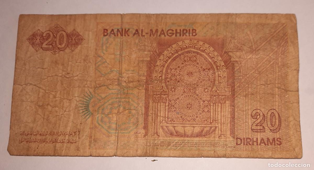 Billetes extranjeros: Billete 20 Dirhams. Marruecos - Foto 2