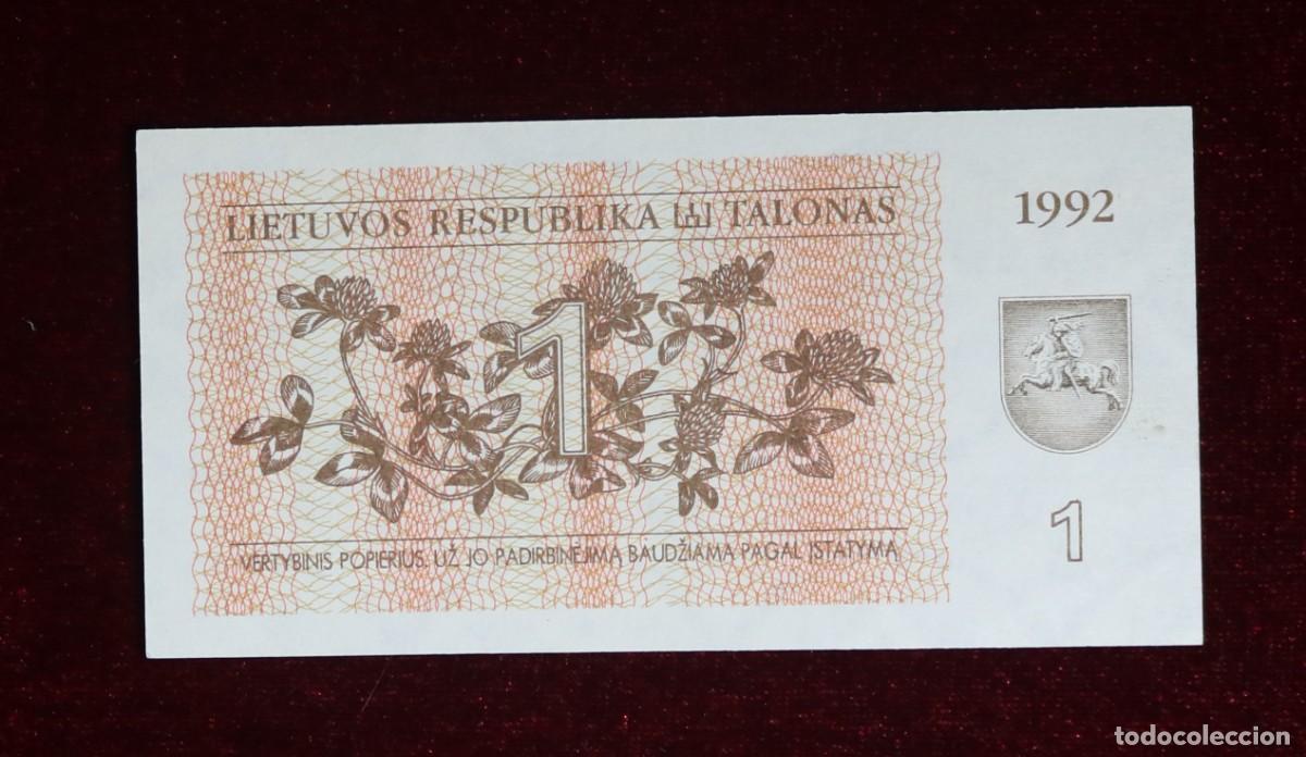 Billetes extranjeros: 1 TALONAS 1992 LITUANIA. P#39. SC / UNC - Foto 1