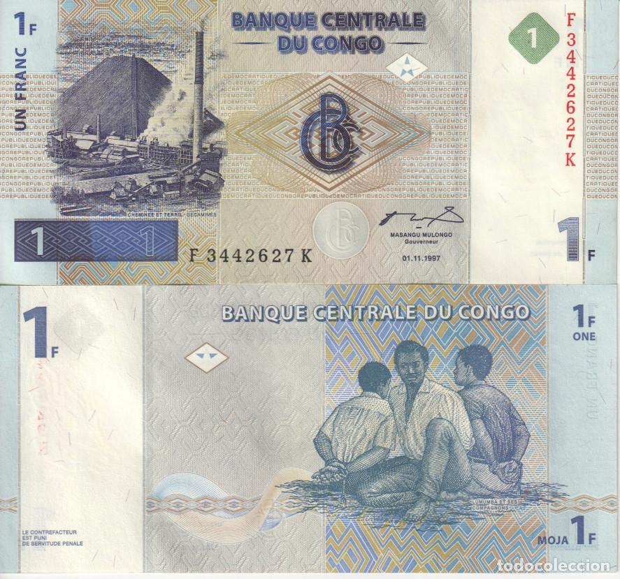 Billetes extranjeros: R.D Congo 1 Franc del 1997 Pick 85 SC/UNC - Foto 1