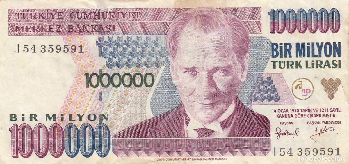 Billetes extranjeros: CRBX0553 BILLETE TURQUIA 1000000 LIRAS 1970 USADO