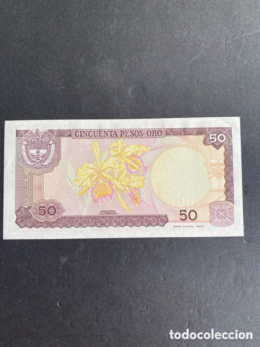 Billetes extranjeros: Billete de Colombia 50 pesos - Foto 2