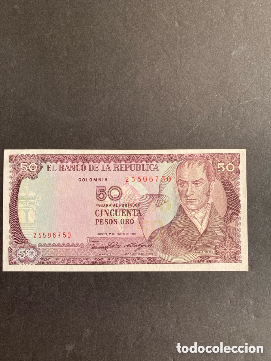 Billetes extranjeros: Billete de Colombia 50 pesos - Foto 1