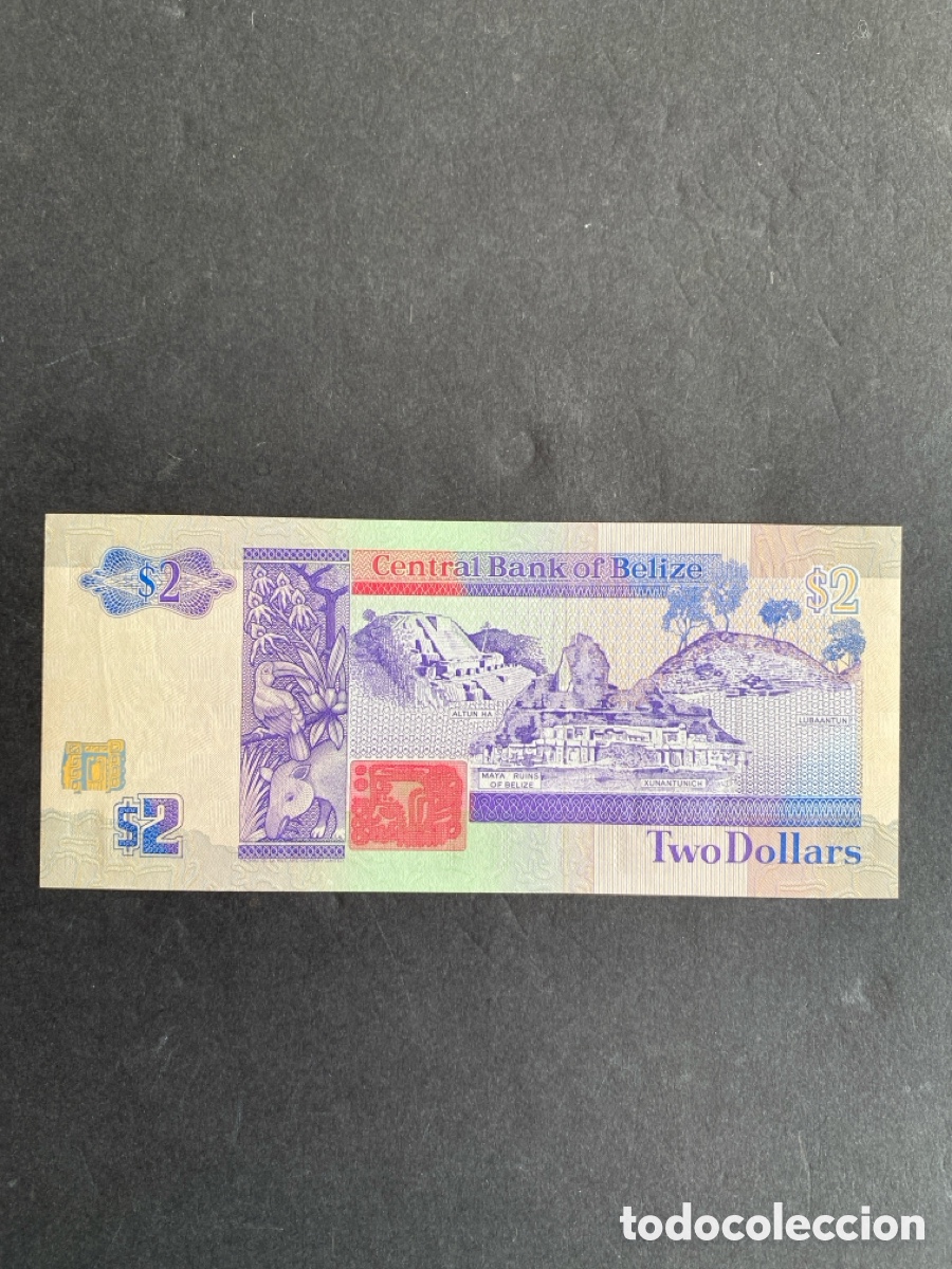 Billetes extranjeros: Billete de Belice 2 dollars - Foto 2