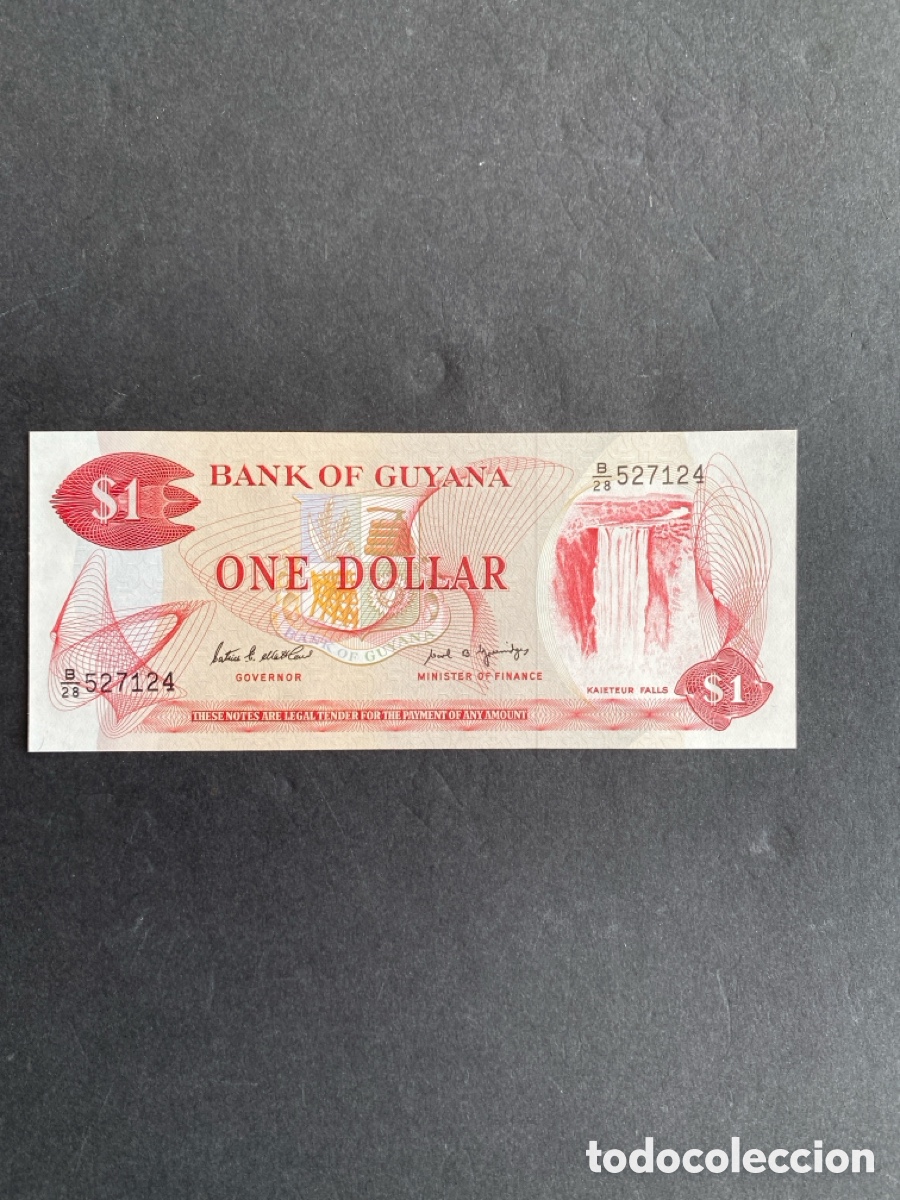Billetes extranjeros: Billete de Guyana 1 dollar - Foto 1