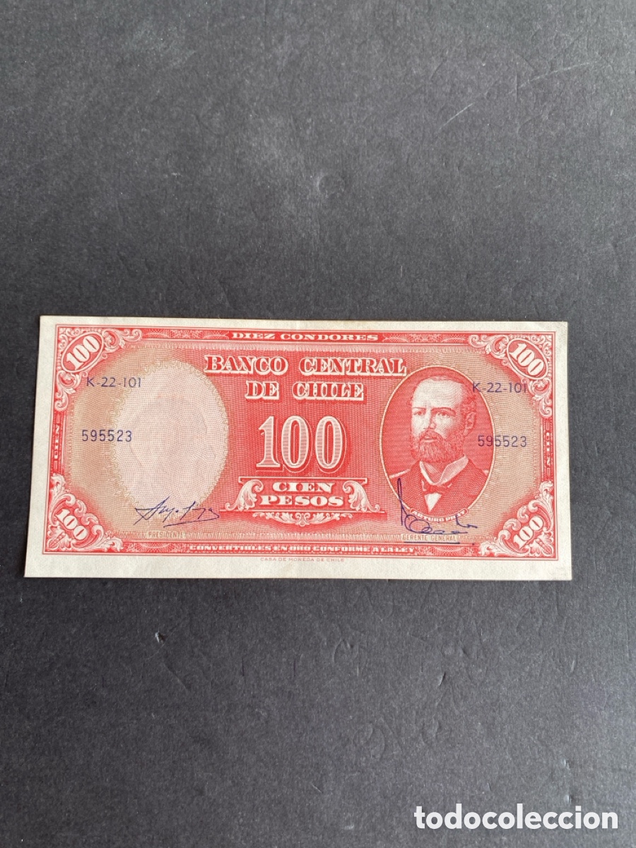 Billetes extranjeros: Billete de Chile 100 pesos - Foto 1