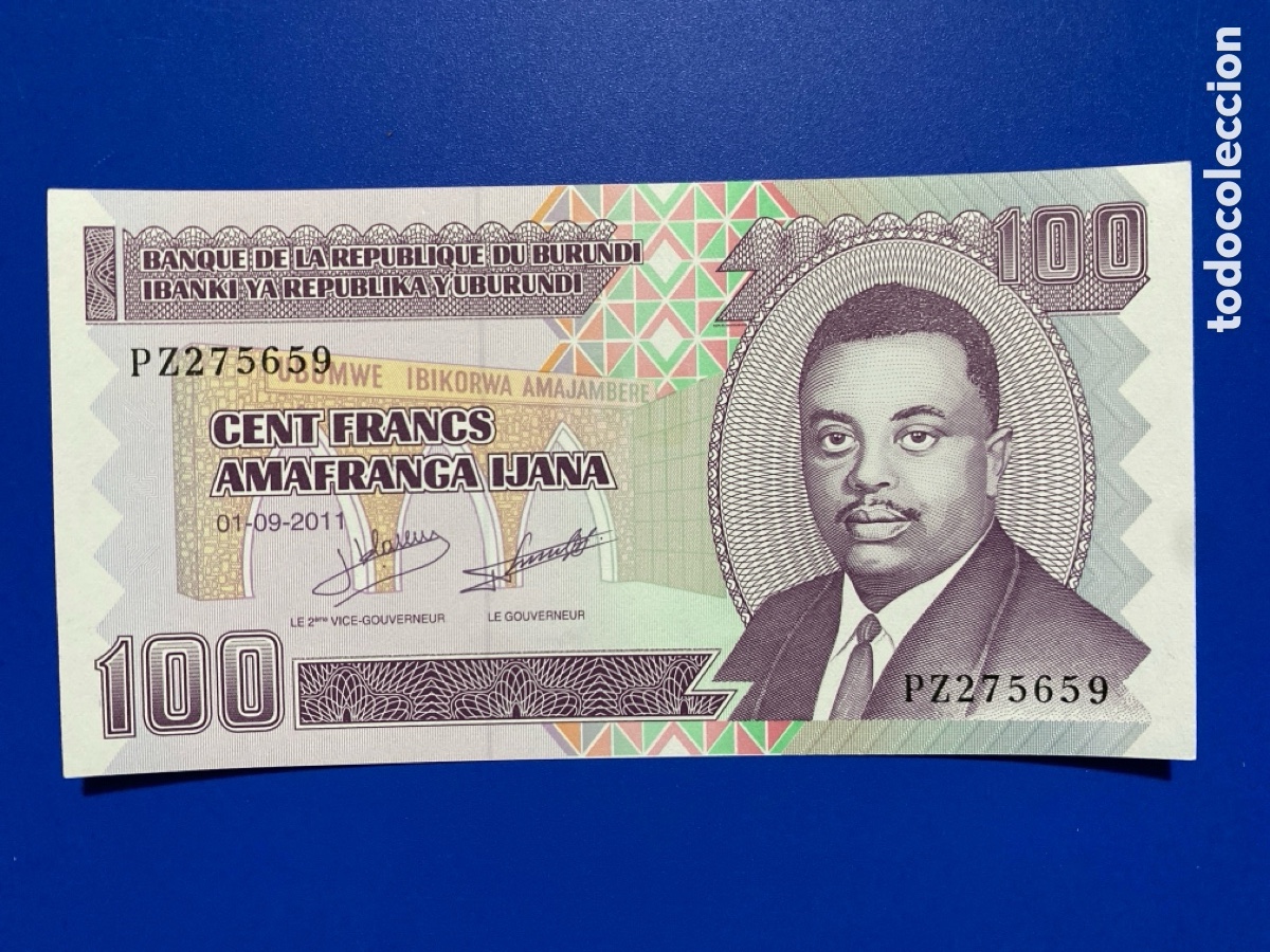 Billetes extranjeros: Burundi 100 francis 2011 SC P44 - Foto 1