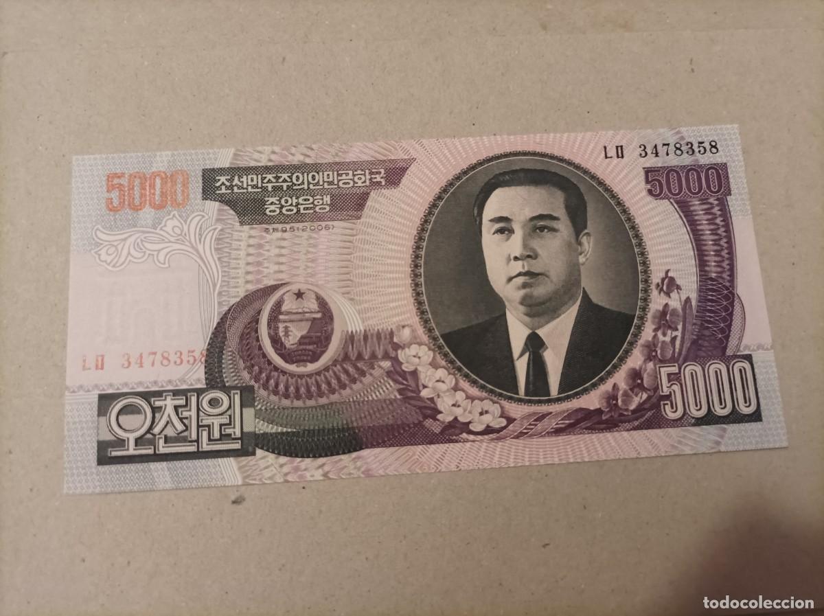 Billetes extranjeros: Billete Corea del norte, 5000 won, a&ntilde;o 2006, UNC - Foto 1