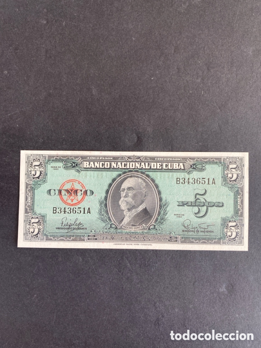 Billetes extranjeros: Billete de Cuba 5 pesos - Foto 1