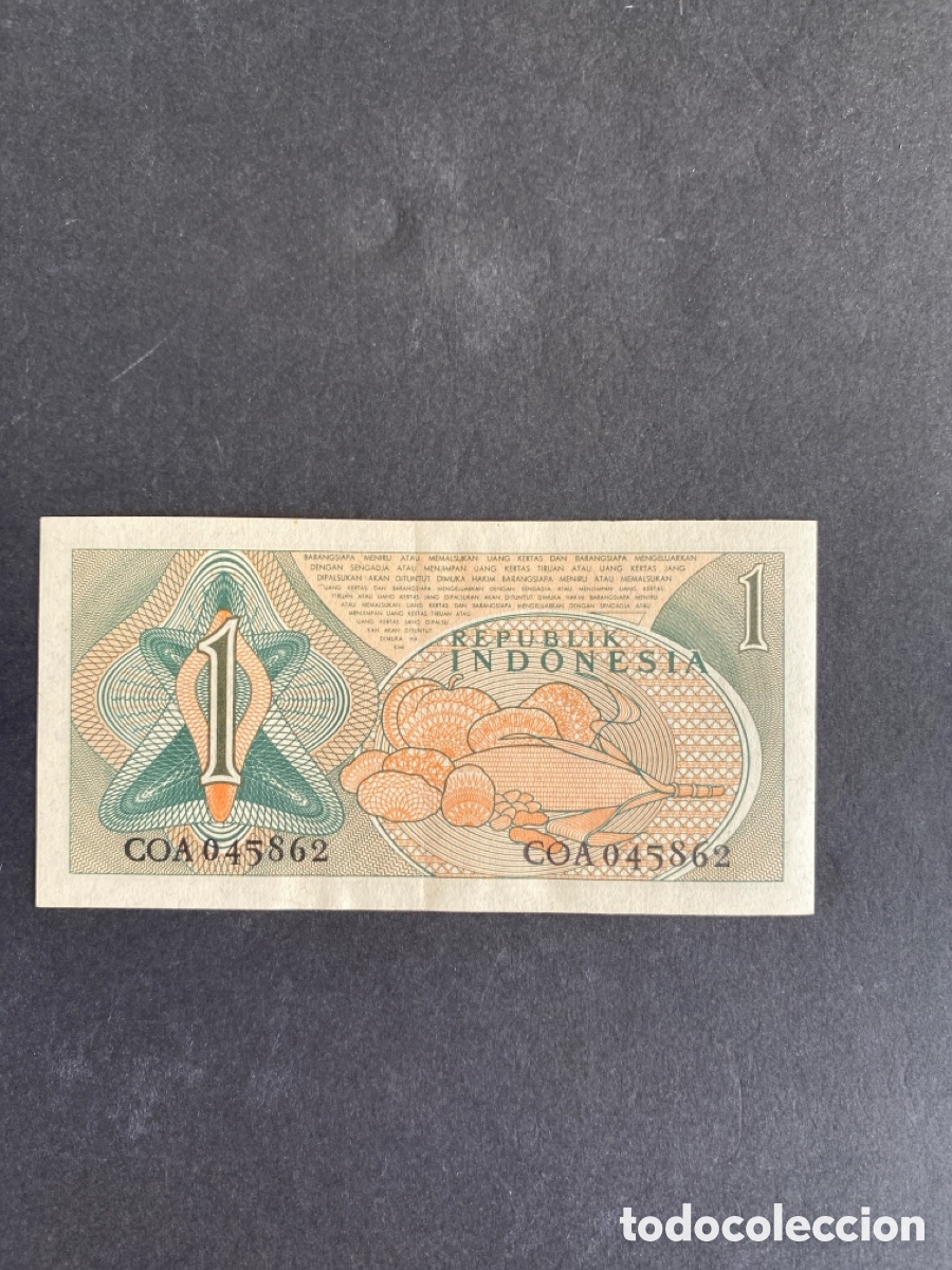 Billetes extranjeros: Billete de Indonesia 1 rupiah - Foto 2