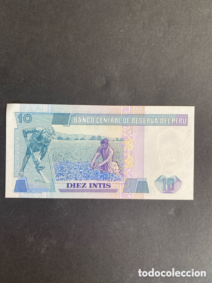 Billetes extranjeros: Billete de Per&uacute; 10 intis - Foto 2