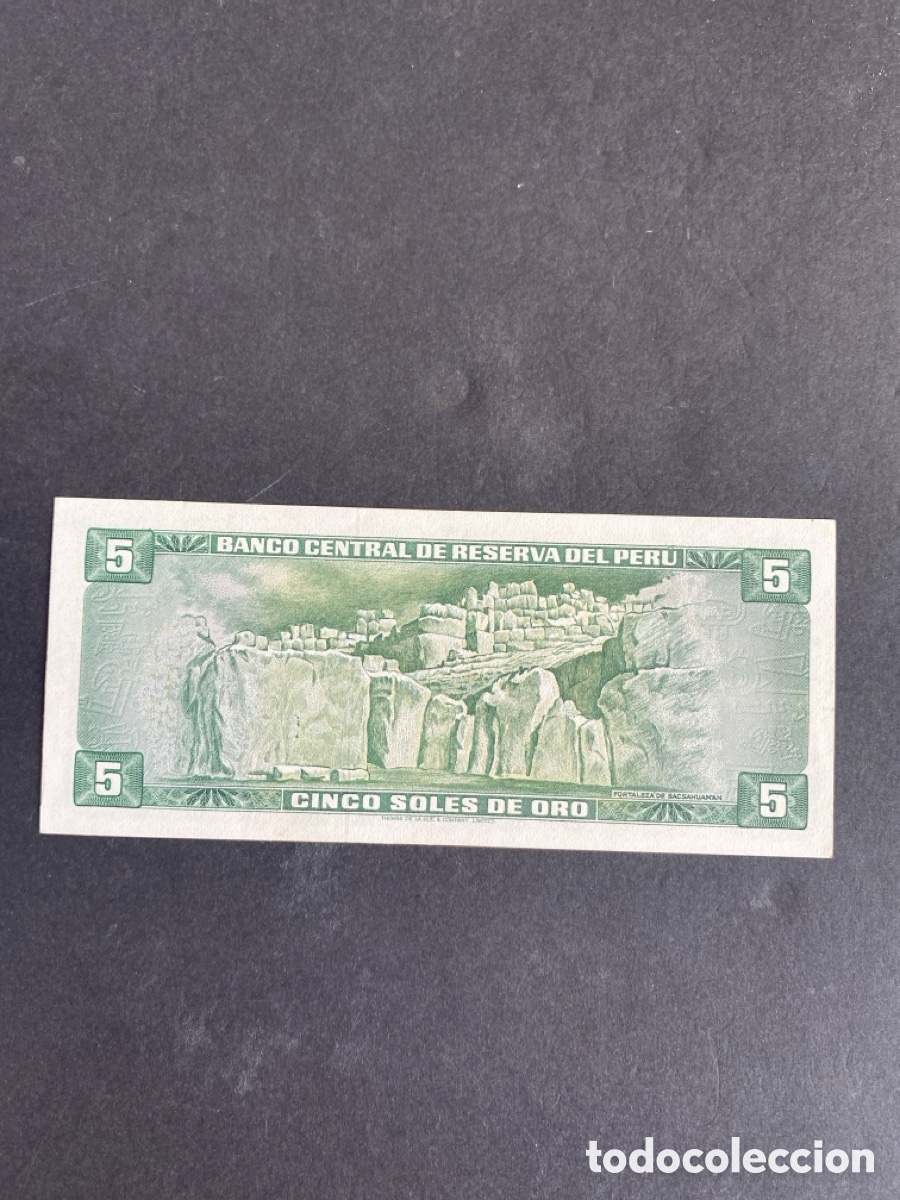Billetes extranjeros: Billete de Peru 5 soles de oro - Foto 2