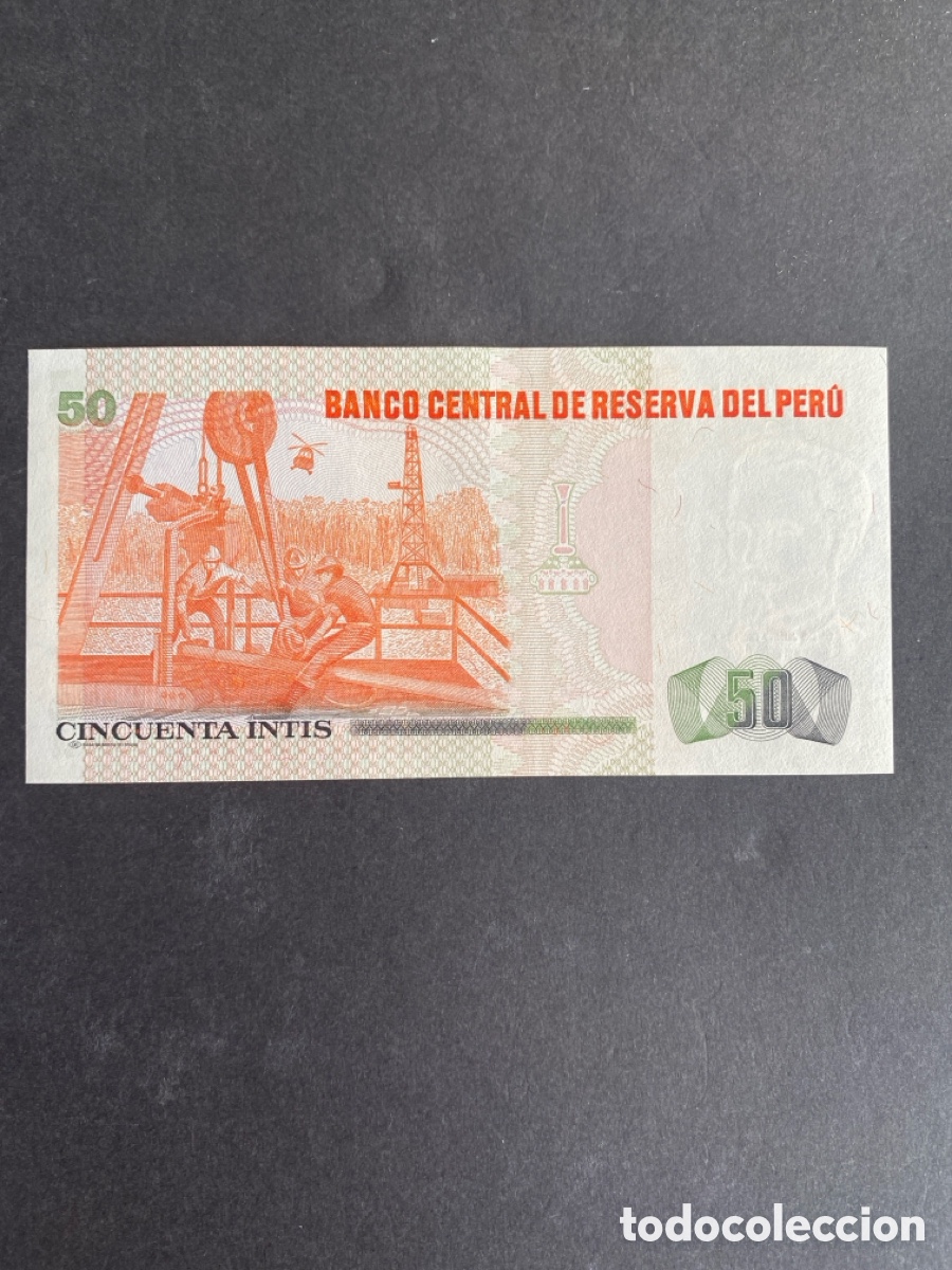 Billetes extranjeros: Billete de Peru 50 intis - Foto 2
