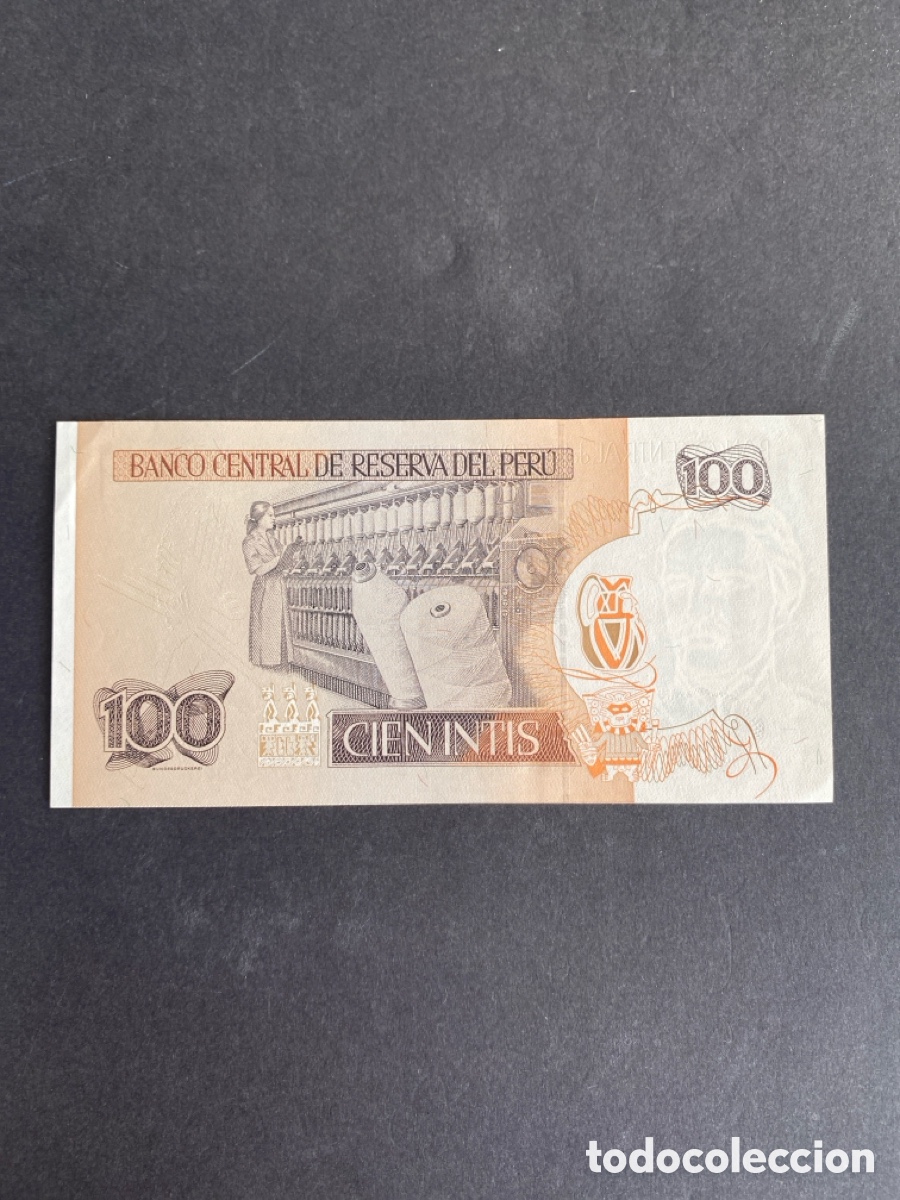 Billetes extranjeros: Billete de Peru de 100 intis - Foto 2