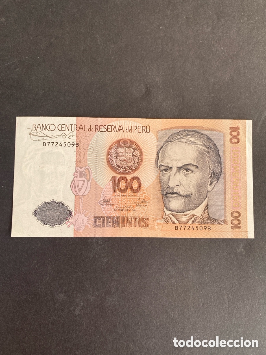 Billetes extranjeros: Billete de Peru de 100 intis - Foto 1