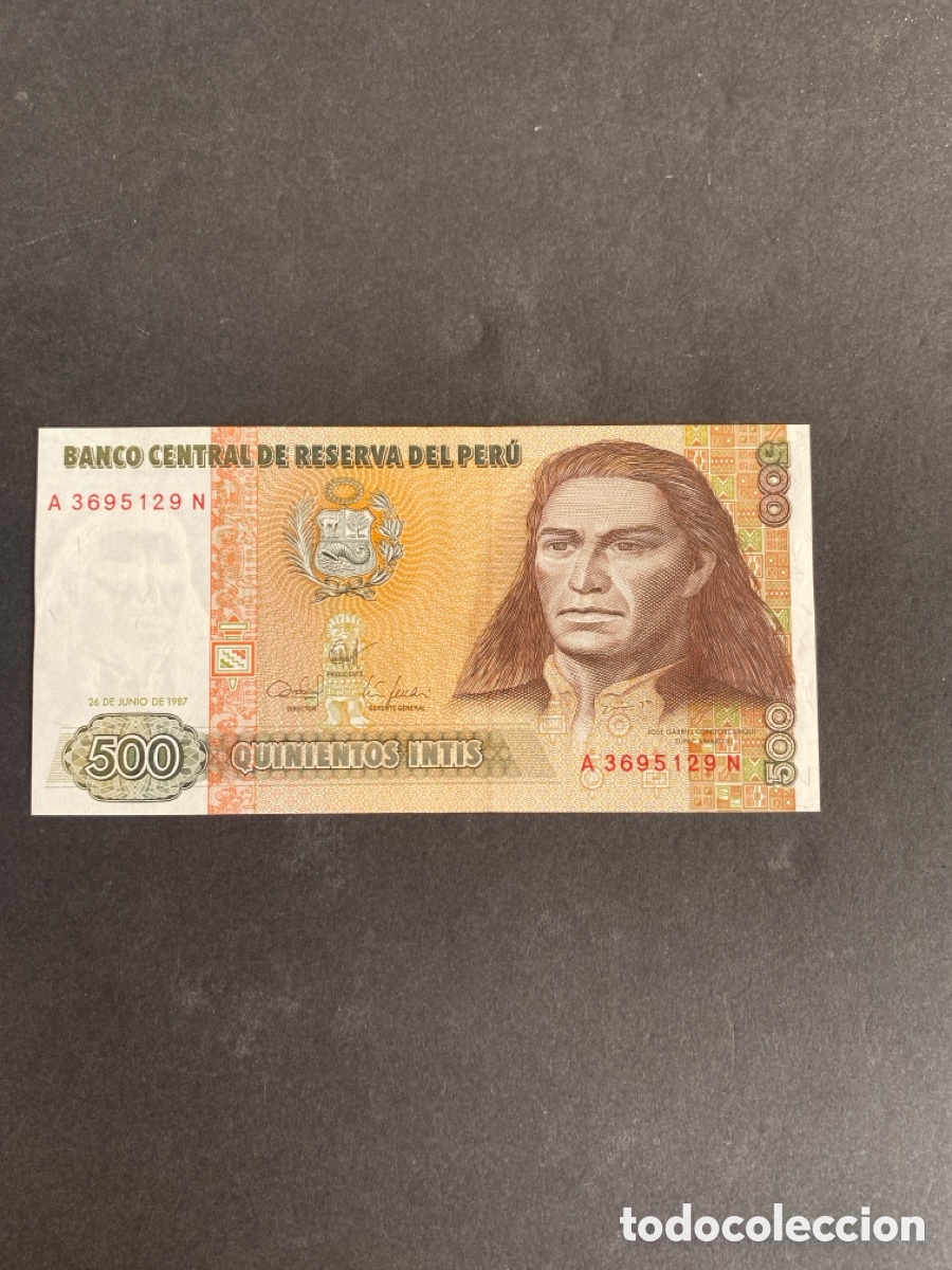 Billetes extranjeros: Billete de Per&uacute; 500 intis a&ntilde;o 1987 - Foto 1