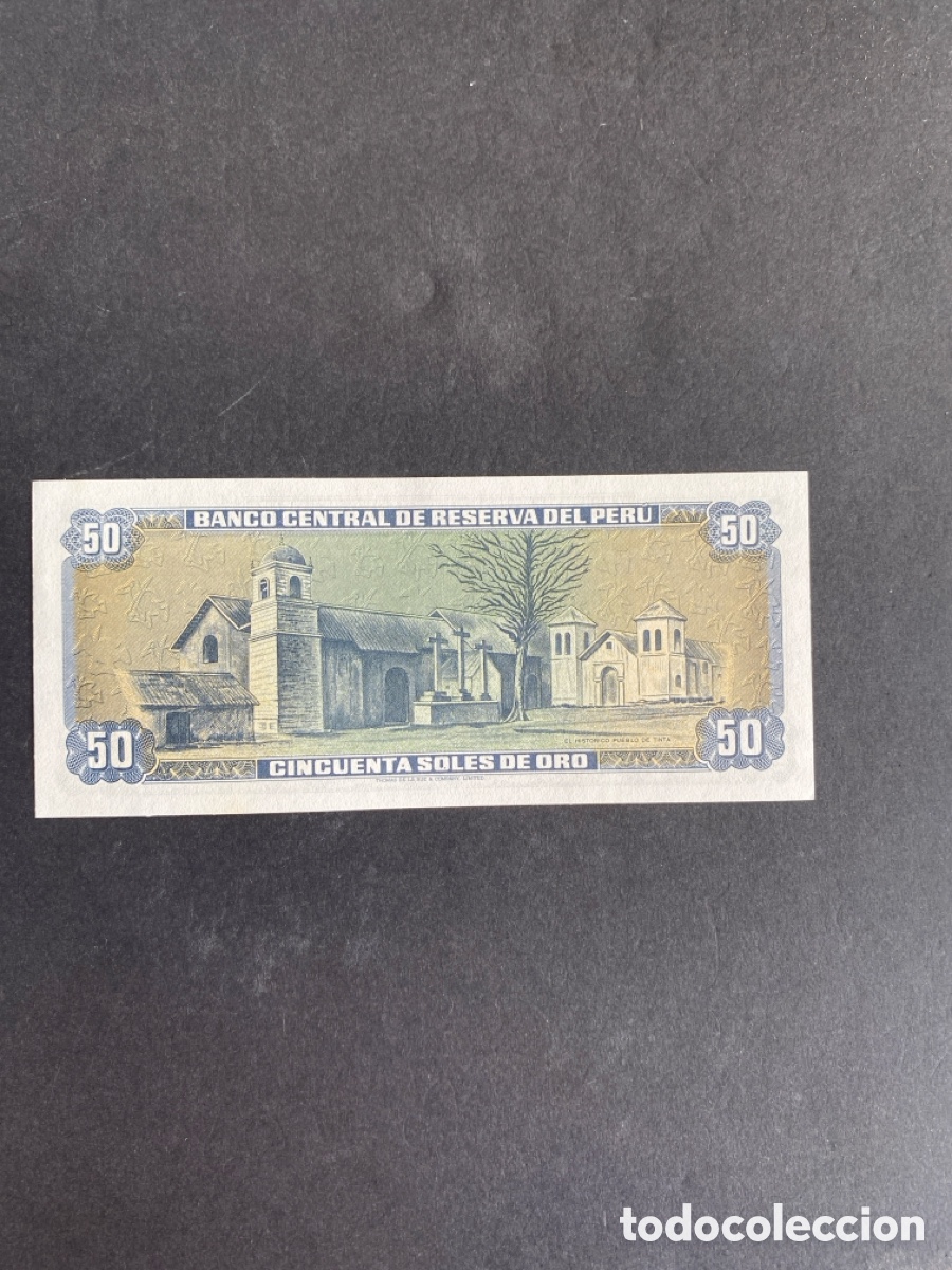 Billetes extranjeros: Billete de Peru 50 soles de oro - Foto 2
