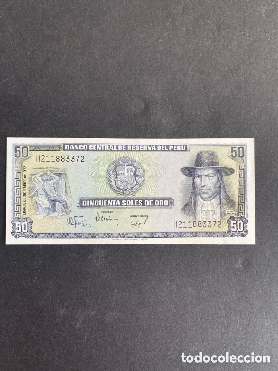 Billetes extranjeros: Billete de Peru 50 soles de oro - Foto 1