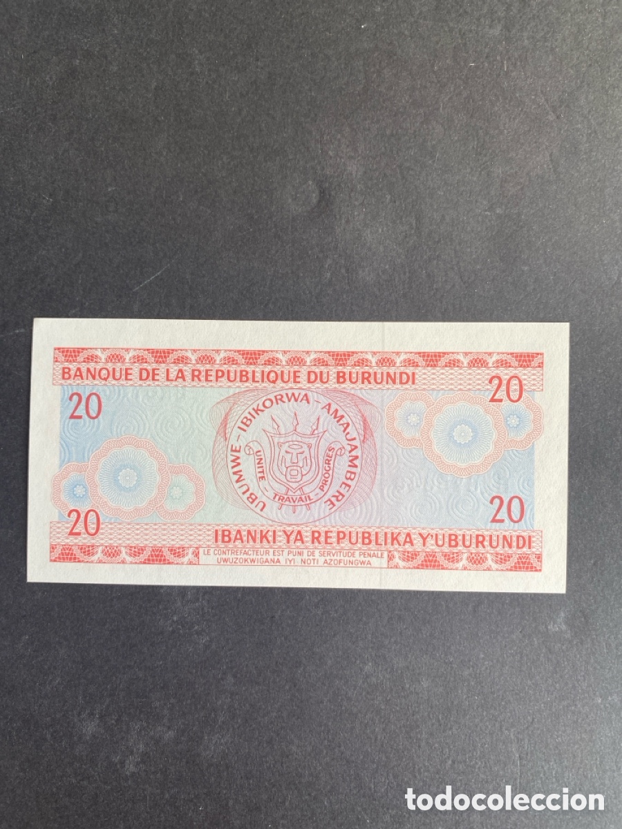 Billetes extranjeros: Billete de Burundi 20 francs - Foto 2