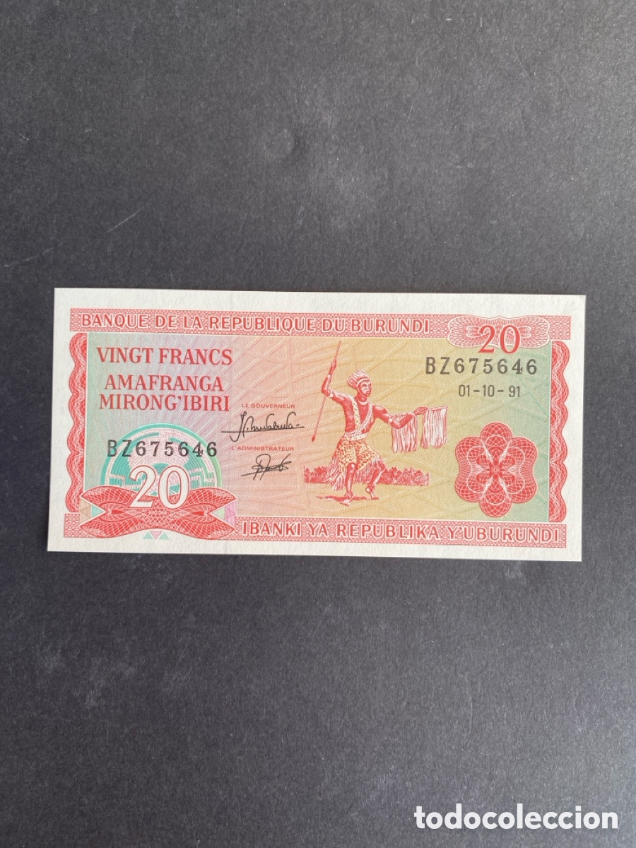 Billetes extranjeros: Billete de Burundi 20 francs - Foto 1