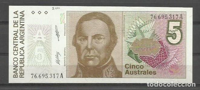 Billetes extranjeros: BILLETE DE ARGENTINA DE 5 AUSTRALES SIN CIRCULAR - Foto 1